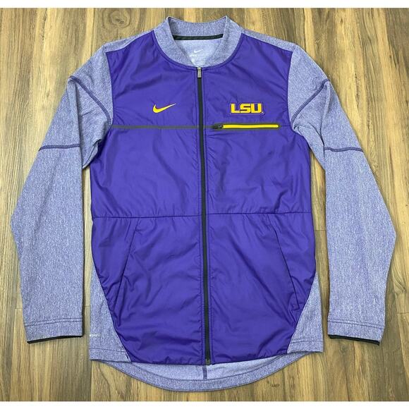 Nike Shield LSU Tigers lightweight performance zip-up windbreaker bomber jacket - Picture 1 of 4